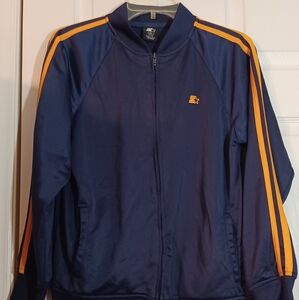Boys STARTER Blue and Orange Track Athletic Jacket Size XL (14-16)